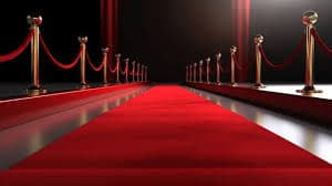 Red carpet with stanchions and ropes